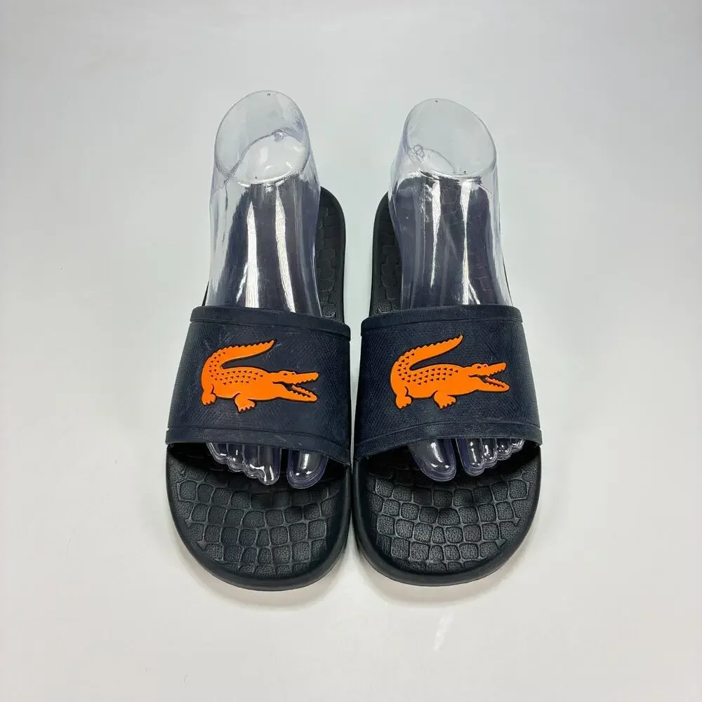 Lacoste Serve 1.0 Navy Orange Casual Fraisier Comfort Slide Sandals Men's Size 8